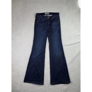 We The Free People Dark Wash Slim Flare Blue Denim Jeans Size 24x29 Stretch